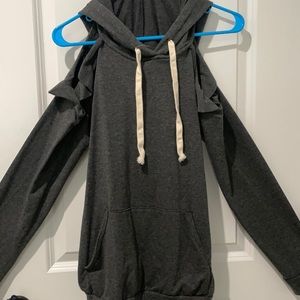 Gray Hoodie with Slit Sleeve